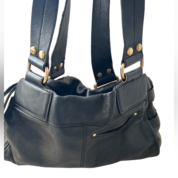 B. Makowsky Black Genuine Leather Bag with Gold Hardware. - Picture 5 of 14